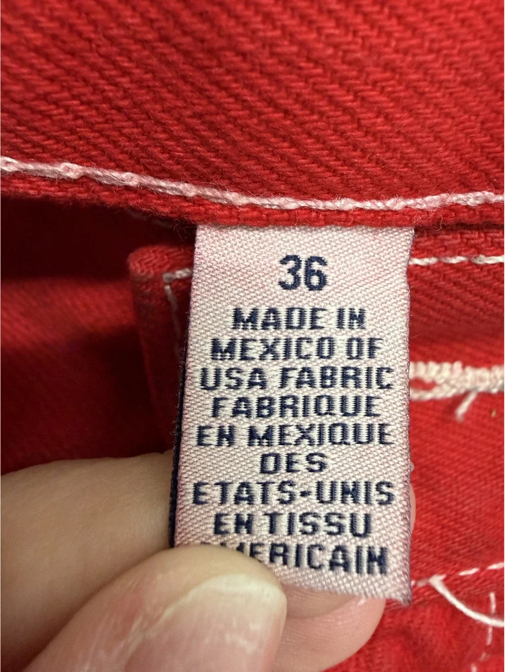 True Religion Red Straight Leg Jeans Size 36
